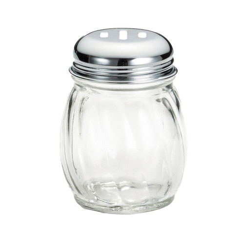 TableCraft Products 260SL-1 6 Oz. Swirled Glass Jar Chrome Plated Slotted Top Cheese Shaker