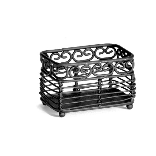 TableCraft Products BK256 3" W x 2.5" D x 2" H Black Rectangular Mediterranean Collection Sugar Packet Holder - 12/Case