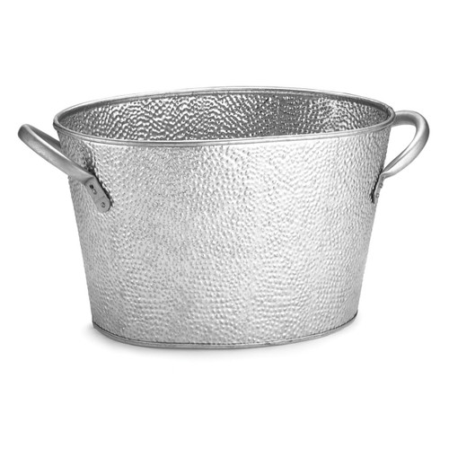 TableCraft Products GT159 1.75 Gal. 15" W x 8.63" D x 7.38" H Oval Galvanized Steel Galvanized Collection Beverage Tub