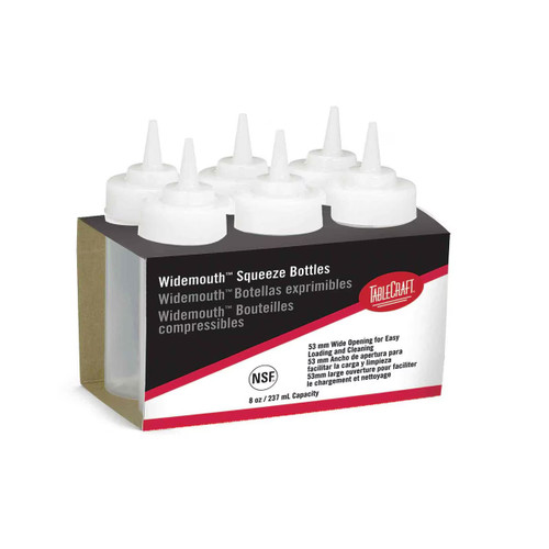 TableCraft Products C10853C 8 Oz. Clear Cash & Carry WideMouth Squeeze Bottle 53mm Opening