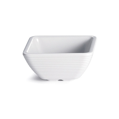 TableCraft Products RAMS4W 4 Oz. Square Melamine White Ribbed SaferFoods Solutions Ramekin - 12/Case