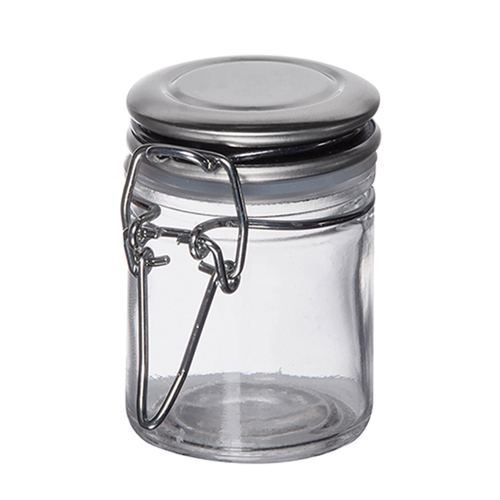 TableCraft Products 10105 2 3/4" W x 1 3/4" D x 2 1/2" H 1.5 Oz. Glass Stainless Steel Solid Top Spice Jars