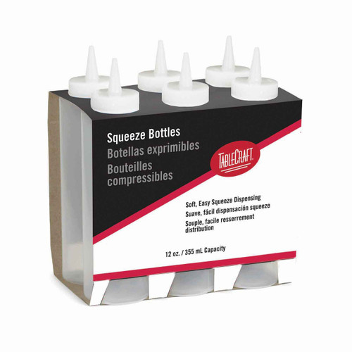 TableCraft Products C112C 12 Oz. Clear Cash & Carry Squeeze Dispenser 38mm Opening - 12 Cases of 6