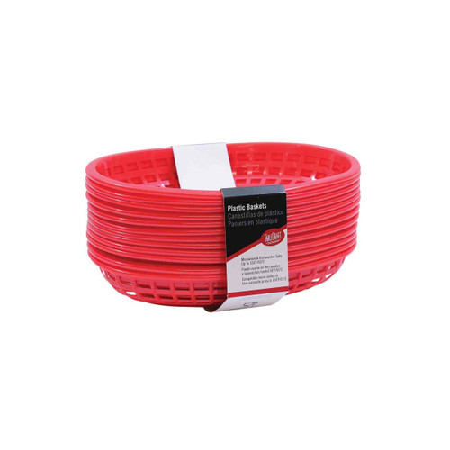 TableCraft Products C1074R 9-1/4" W x 6" D x 1-3/4" H Red Oval Cash & Carry Classic Baskets