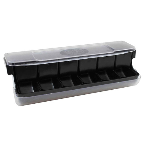 TableCraft Products BCD6000BK 20 1/8" W x 6 3/4" D x 6 1/2" H Black And Clear Plastic Cash & Carry First in First Out Garnish Station