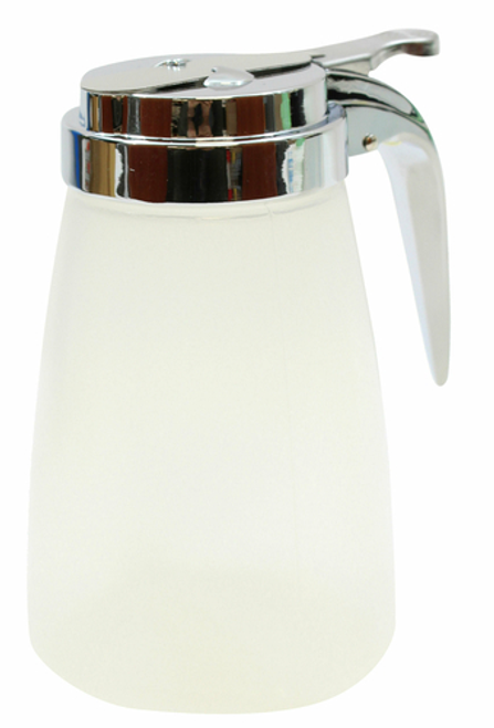 TableCraft Products PP10CP 10 Oz. Modern Design Chrome Plated ABS Plastic Top Transparent Polypropylene Syrup Dispenser