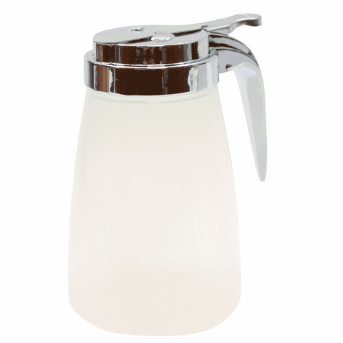 TableCraft Products PP10CP 10 Oz. Modern Design Chrome Plated ABS Plastic Top Transparent Polypropylene Syrup Dispenser