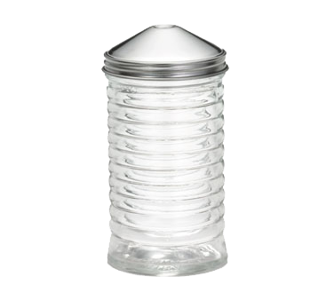 TableCraft Products BH855 12 Oz. Clear Glass Center Pour Beehive Collection Sugar Pourer With Stainless Steel Top