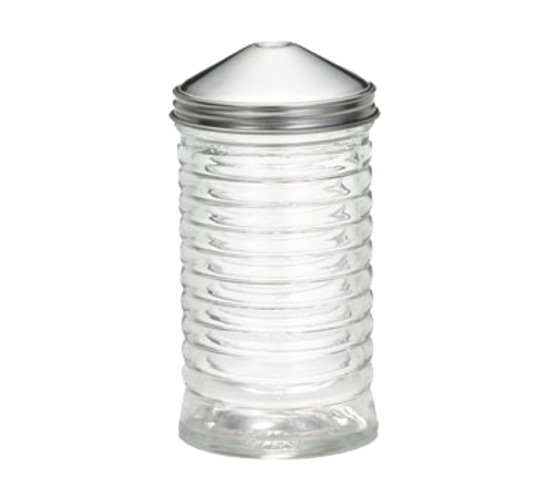 TableCraft Products BH855 12 Oz. Clear Glass Center Pour Beehive Collection Sugar Pourer With Stainless Steel Top