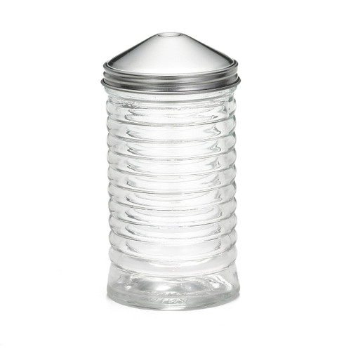 TableCraft Products BH855 12 Oz. Clear Glass Center Pour Beehive Collection Sugar Pourer With Stainless Steel Top