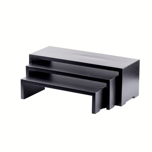 TableCraft Products RBK300 3 Piece Nesting Set Rectangular Black Cascade Risers
