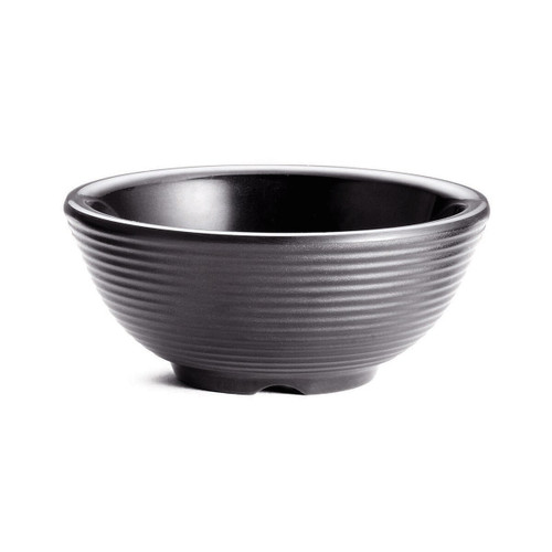 TableCraft Products RAM4RBK 4 Oz. Round Melamine Black Ribbed SaferFoods Solutions Ramekin - 12/Case