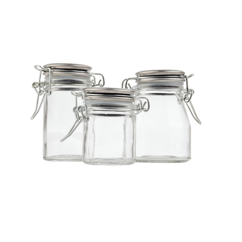 TableCraft Products 10107 2 1/4" W x 2 1/4" D x 3 1/4" H Glass Stainless Steel Solid Top Spice Jars