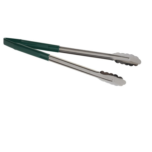 TableCraft Products 3716GEU 16" Spring Steel Green Vinyl Coated Tongs