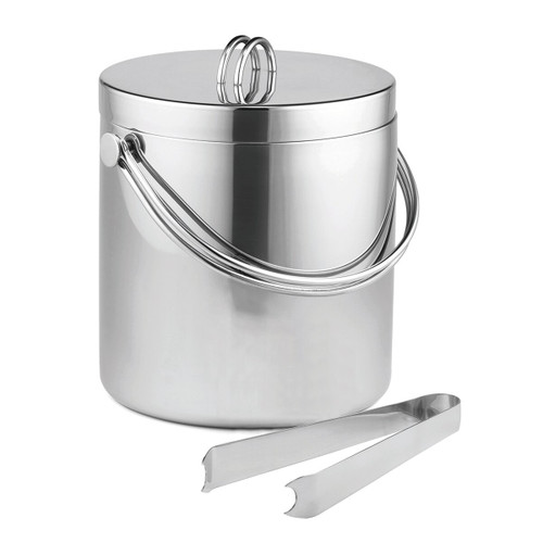 TableCraft Products H303 120 Oz. 7" x 7" x 8 1/2" Double Wall Stainless Steel Cash & Carry Ice Bucket