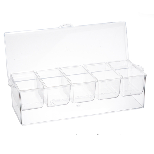TableCraft Products 10007 16 1/8" W x 6 1/4" D x 5" H Clear Polystyrene Bar Condiment Holder