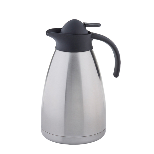 TableCraft Products 10297 34 Oz. Vacuum Insulated Thumb Press Black Plastic Lid Coffee Carafe