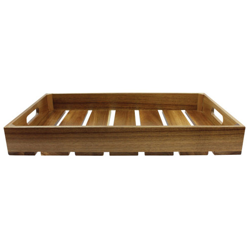 TableCraft Products CRATE114 20.75" W x 12.75" D x 4.25" H Brown Full Size Gastro Serving / Display Crate Fits 1/1 GN Pan