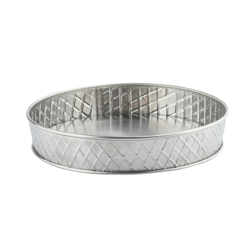TableCraft Products 10034 8 1/8" W x 1 1/2" H Round Stainless Steel Lattice Collection Platter