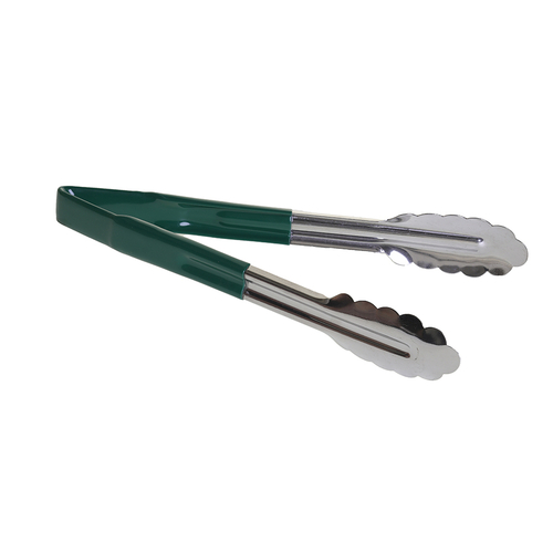 TableCraft Products 3774GEU 9 - 1/2" Spring Steel Green Vinyl Coated Tongs