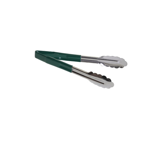 TableCraft Products 3774GEU 9 - 1/2" Spring Steel Green Vinyl Coated Tongs