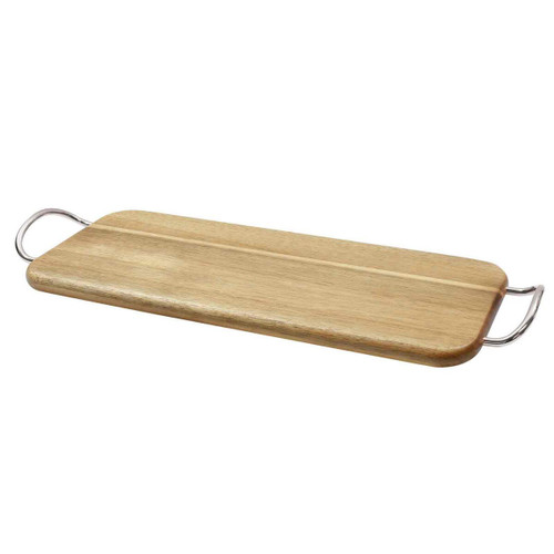 TableCraft Products ACAMR2007 17" W x 7" D x 1/2" H Rectangular Wood Cash & Carry Acacia Display Board With (2) 1 1/4" L Metal Handles