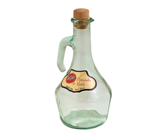 TableCraft Products H9222 16 Oz. Green Tint Cash & Carry Portabella Olive Oil Glass Bottle With Cork Stopper