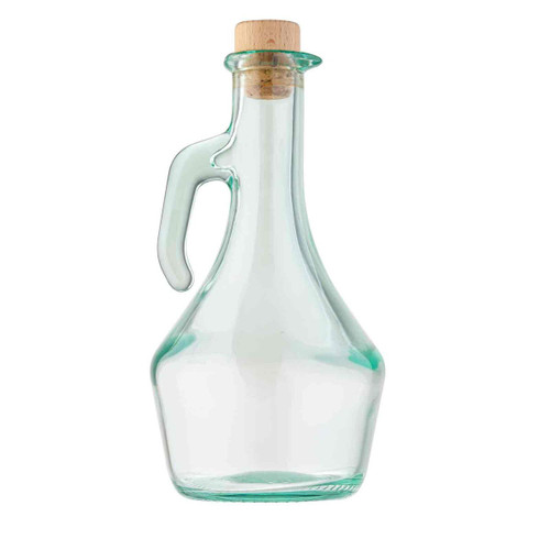 TableCraft Products H9222 16 Oz. Green Tint Cash & Carry Portabella Olive Oil Glass Bottle With Cork Stopper