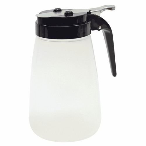 TableCraft Products PP10BK 10 Oz. Modern Design Black ABS Plastic Top Transparent Polypropylene Syrup Dispenser