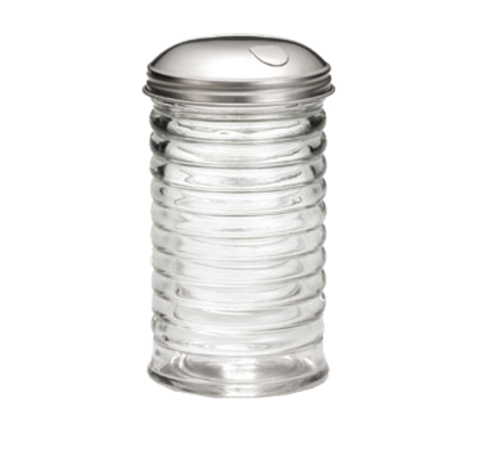 TableCraft Products BH857 12 Oz. Clear Glass Side Flap Beehive Collection Sugar Pourer With Stainless Steel Top