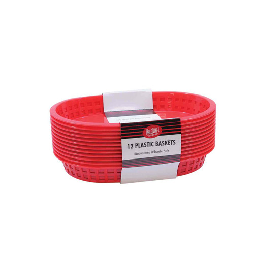 TableCraft Products C1076R 10 1/2" Wx 7" D x 1 1/2" H Red Oval Cash & Carry Chicago Baskets