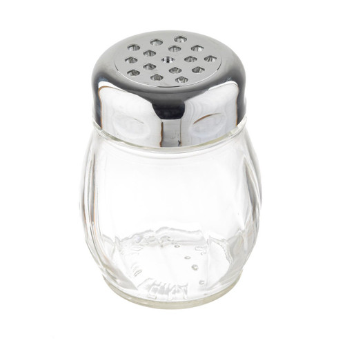 TableCraft Products P260CH 6 Oz. Chrome Plated Perforated Plastic Top Swirl Polycarbonate Jar Shaker - 12/Case