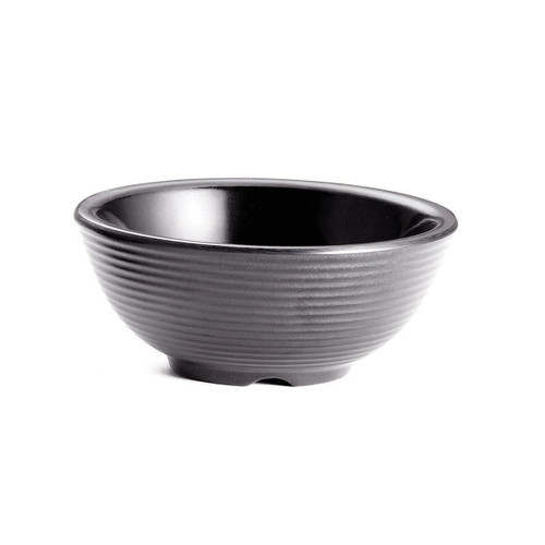 TableCraft Products RAM2RBK 2 Oz. Round Melamine Black Ribbed SaferFoods Solutions Ramekin - 12/Case