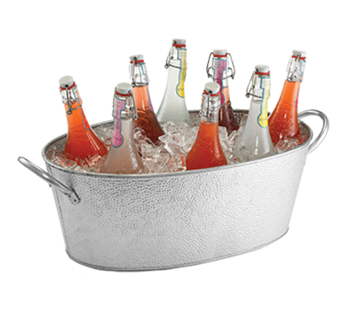 TableCraft Products GT2313 4.4 Gal. 22.75" W x 13.25" D x 7.25" H Oval Galvanized Steel Galvanized Collection Beverage Tub