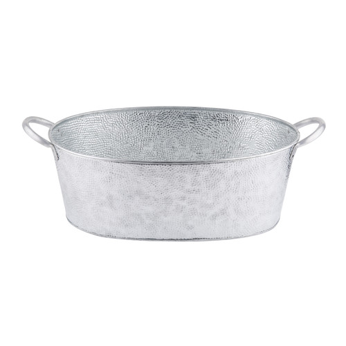 TableCraft Products GT2313 4.4 Gal. 22.75" W x 13.25" D x 7.25" H Oval Galvanized Steel Galvanized Collection Beverage Tub