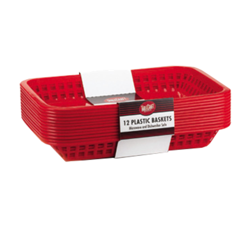 TableCraft Products C1077R 10.75" W x 7.75" D x 1.5" H Red Polypropylene Cash & Carry Grande Baskets