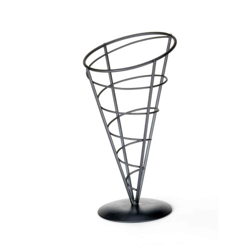 TableCraft Products AC59 5" W x 9" H Vertigo Collection Black Powder Coated Metal Appetizer Cone Basket