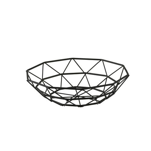 TableCraft Products 10463 8" W x 2" D Black Round Powder Coated Steel Delta Series Wire Basket