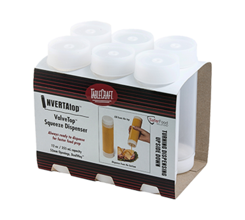 TableCraft Products C12SV 12 Oz. Clear Cash & Carry Invertatop Squeeze Dispenser 53mm Opening