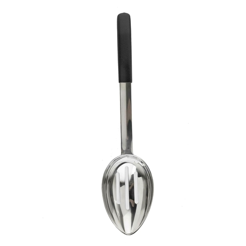 TableCraft Products AM5334BK 2 Oz. Slotted Stainless Steel Antimicrobial Spoon With Black Vinyl Coated Handle