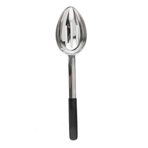 TableCraft Products AM5334BK 2 Oz. Slotted Stainless Steel Antimicrobial Spoon With Black Vinyl Coated Handle