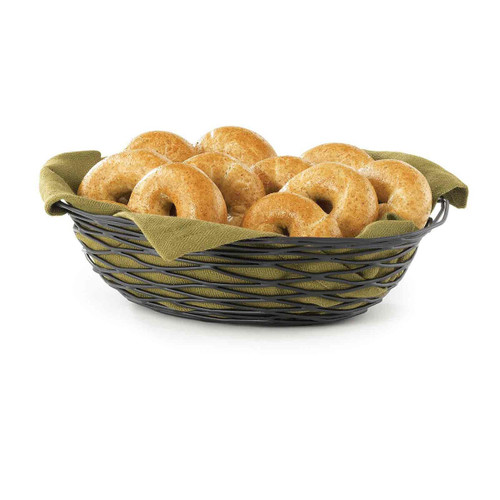 TableCraft Products BK17412 11.75" W x 9" D x 3" H Black Oval Artisan Collection Basket