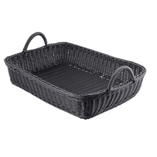 TableCraft Products M2493H 19" W x 14" D x 4" H Black Rectangular Polypropylene Ridal Collection Basket