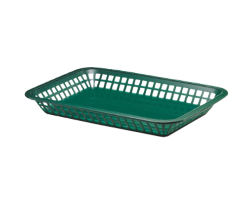 TableCraft Products 1079FG 11.75" x 8.5" x 1.5" Forest Green Rectangular Polypropylene Más Grande Platter Basket