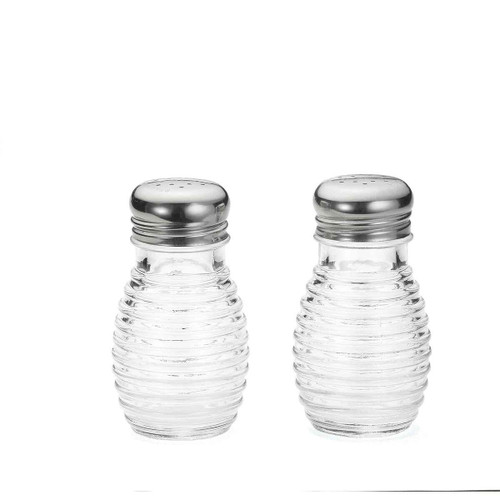 TableCraft Products BH2 2 Oz. Clear Glass Beehive Collection Salt Or Pepper Shaker With Stainless Steel Tops - 24/Case