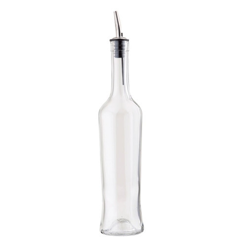TableCraft Products H933 17 Oz. Clear Cash & Carry Sottile Glass Bottle With Stainless Steel Pourer