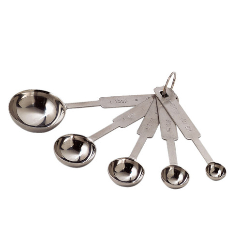 TableCraft Products H722A 5-Piece Stainless Steel Cash & Carry Measuring Spoon Set - 12/Case