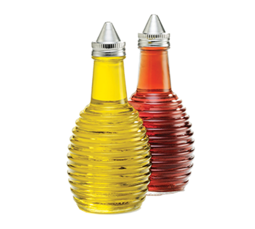 TableCraft Products BH3 6 Oz. Clear Glass Beehive Collection Oil Or Vinegar Dispensers With Stainless Steel Tops