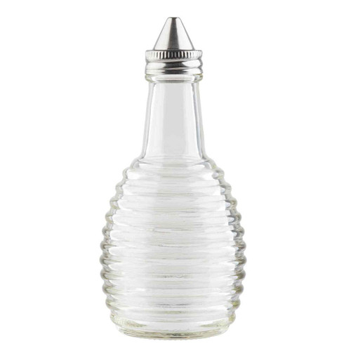 TableCraft Products BH3 6 Oz. Clear Glass Beehive Collection Oil Or Vinegar Dispensers With Stainless Steel Tops