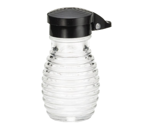 TableCraft Products BH2MPBK 2 Oz. Clear Glass Beehive Salt Or Pepper Shaker With Black Hinged Flip Top